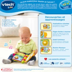 VTECH BABY P'tit Livre Enchanté - Mes Premières Comptines -VTECH BABY Boutique 138365 Ptit livre enchantC3A9 Mes premiC3A8res comptines dos