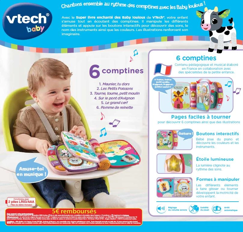 VTECH BABY Super Livre Enchanté Des Baby Loulous Rose 6 VTECH BABY Super Livre Enchanté Des Baby Loulous Rose – Image 6