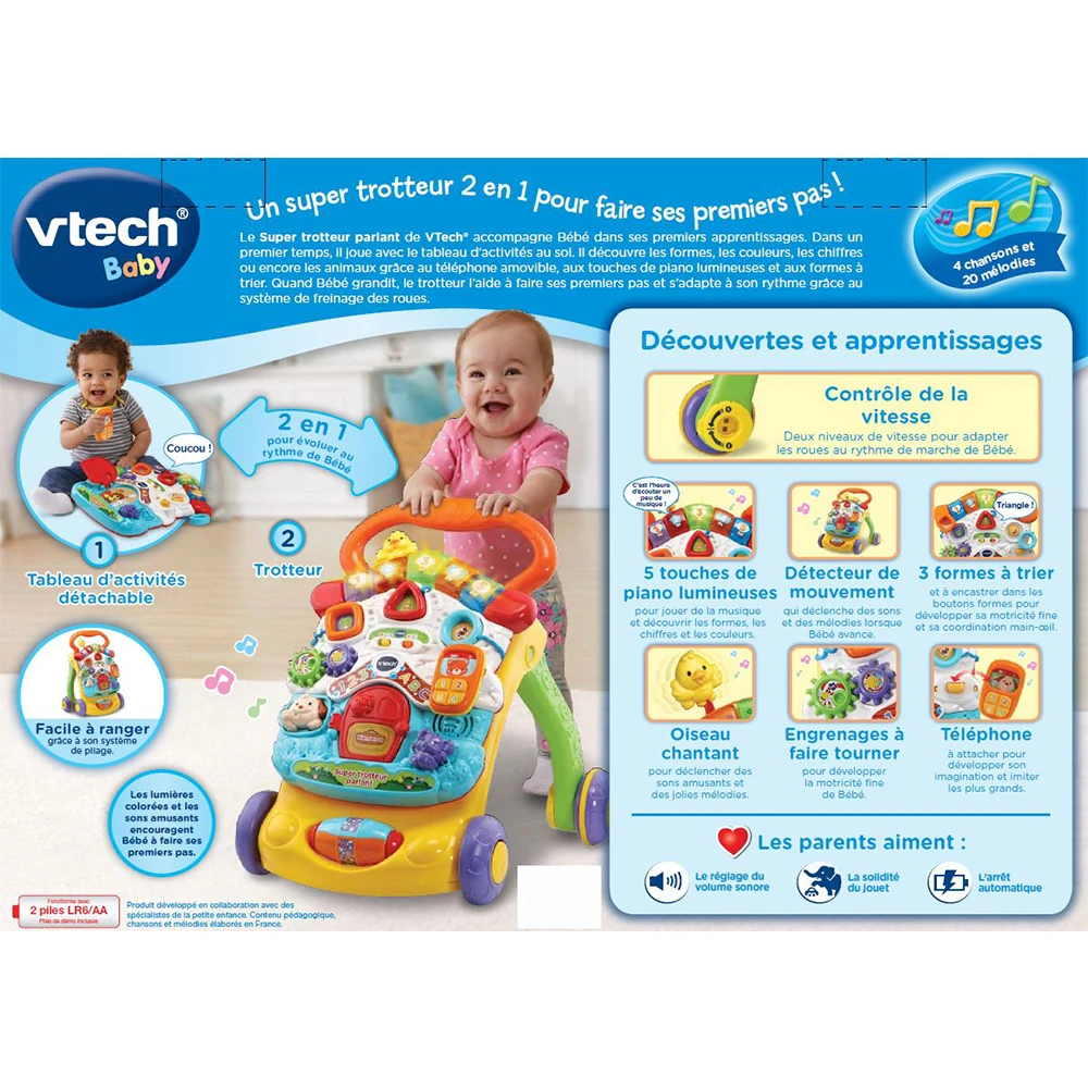 VTECH BABY Super Trotteur Parlant 2 En 1 Orange 6 VTECH BABY Super Trotteur Parlant 2 En 1 Orange – Image 6