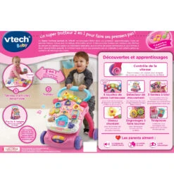 VTECH BABY Super Trotteur Parlant 2 En 1 Rose -VTECH BABY Boutique 505655 super trotteur parlant dos