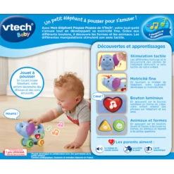 VTECH BABY Mon éléphant Pousse Pousse -VTECH BABY Boutique 513605 mon elephant pousse pousse dos boite