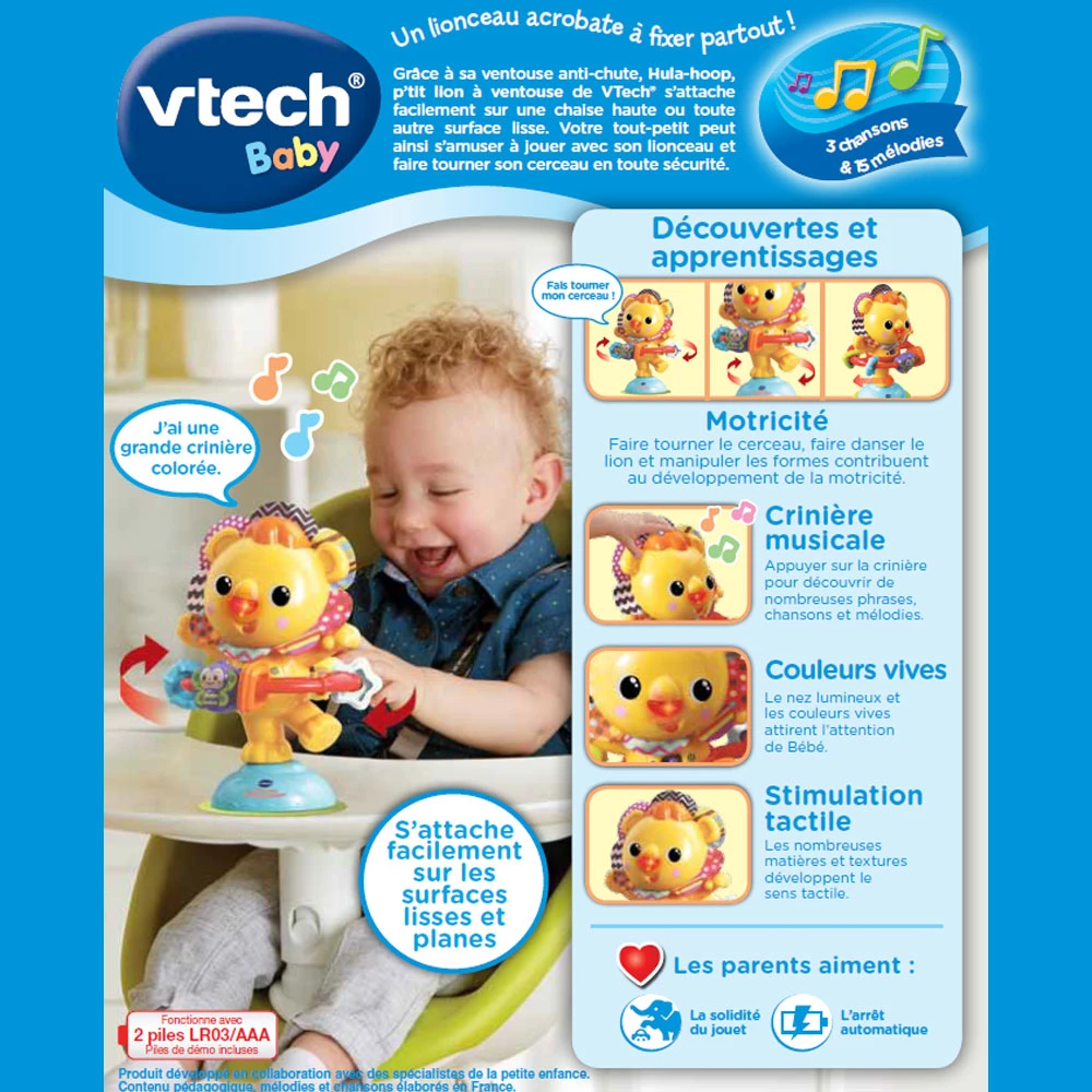 VTECH BABY Hula-Hoop, P'tit Lion à Ventouse 4 VTECH BABY Hula-Hoop, P'tit Lion à Ventouse – Image 4