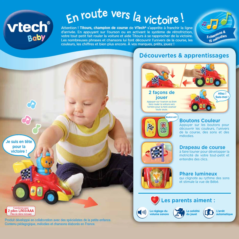 VTECH BABY Titours, Champion De Course - Jouet Roulant 6 VTECH BABY Titours, Champion De Course - Jouet Roulant – Image 6