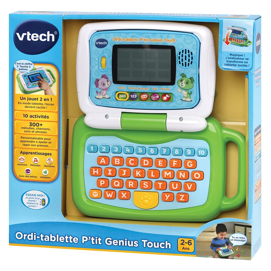 VTech Ordi-tablette P'tit Genius Touch Vert - Ordinateur éducatif 4 VTech Ordi-tablette P'tit Genius Touch Vert - Ordinateur éducatif – Image 4