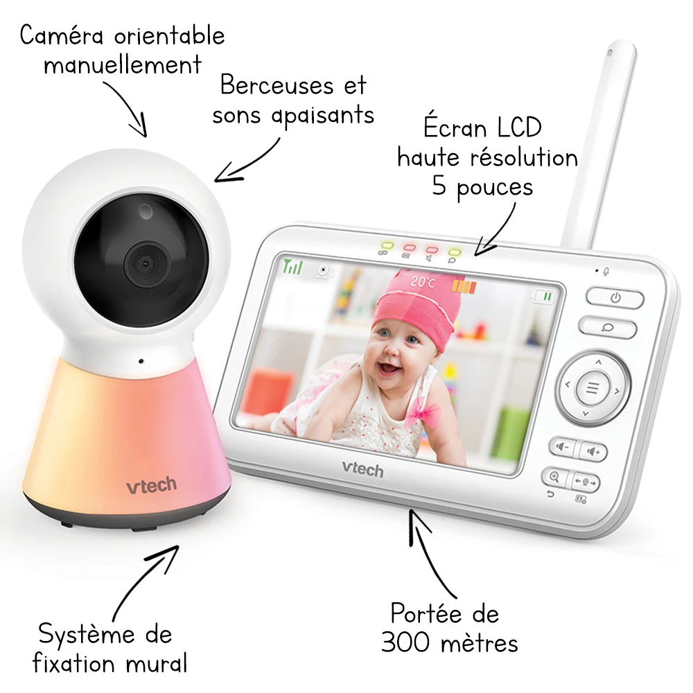 Babyphone Vidéo Color Night Light - BM5254 - (écran 5 - Veilleuse) 3 Babyphone Vidéo Color Night Light - BM5254 - (écran 5 - Veilleuse) – Image 3