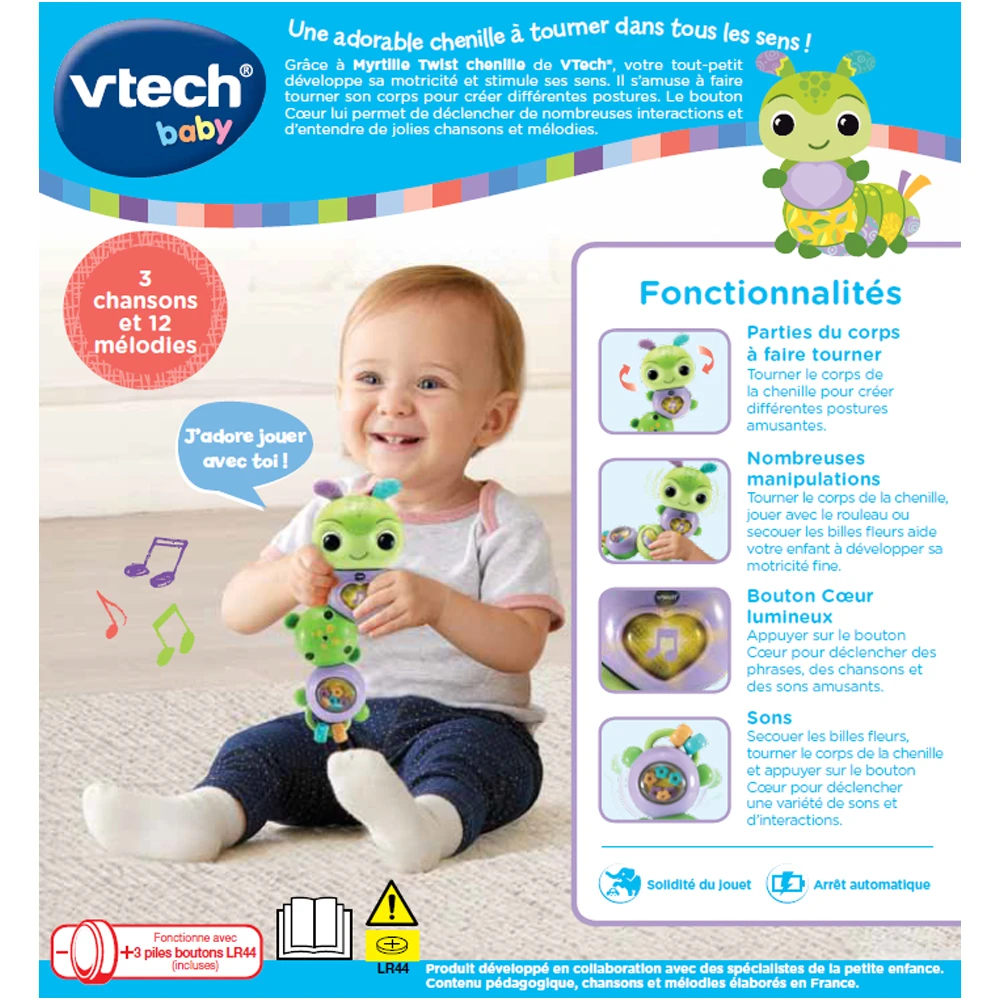 VTECH BABY Myrtille Twist Chenille - Jouet D'éveil 7 VTECH BABY Myrtille Twist Chenille - Jouet D'éveil – Image 7