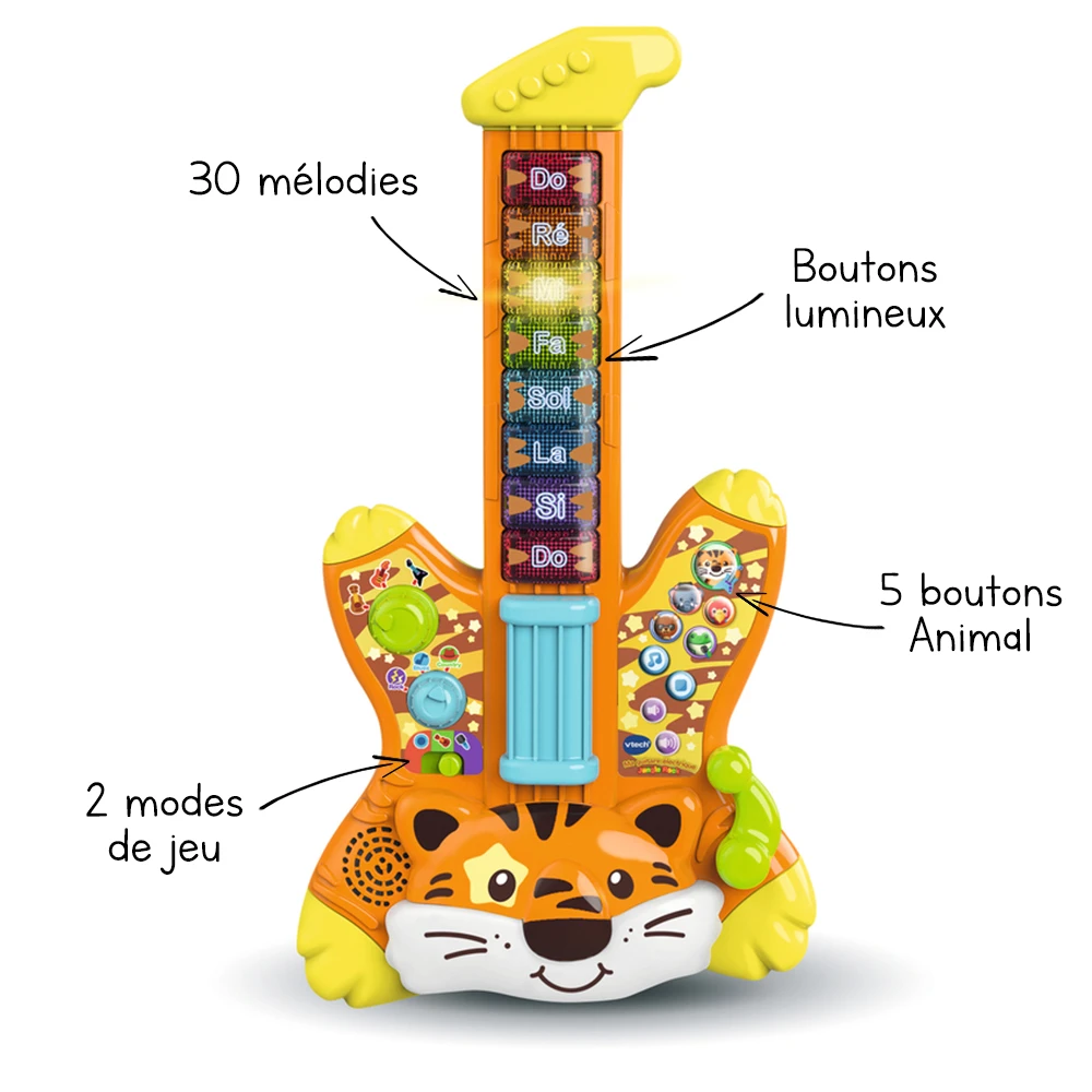 VTECH BABY Guitare Electrique Enfant Tigre - Jungle Rock - VTech 1 VTECH BABY Guitare Electrique Enfant Tigre - Jungle Rock - VTech