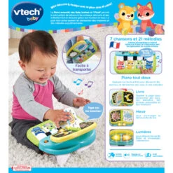 VTECH BABY Piano Sensoriel Des Baby Loulous - Jouet Interactif -VTECH BABY Boutique 80 550405 dos boite