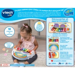 VTECH BABY Piano Arc En Ciel Lumi Magique - Piano Pour Bébé -VTECH BABY Boutique 80 612405 piano lumi magique dos