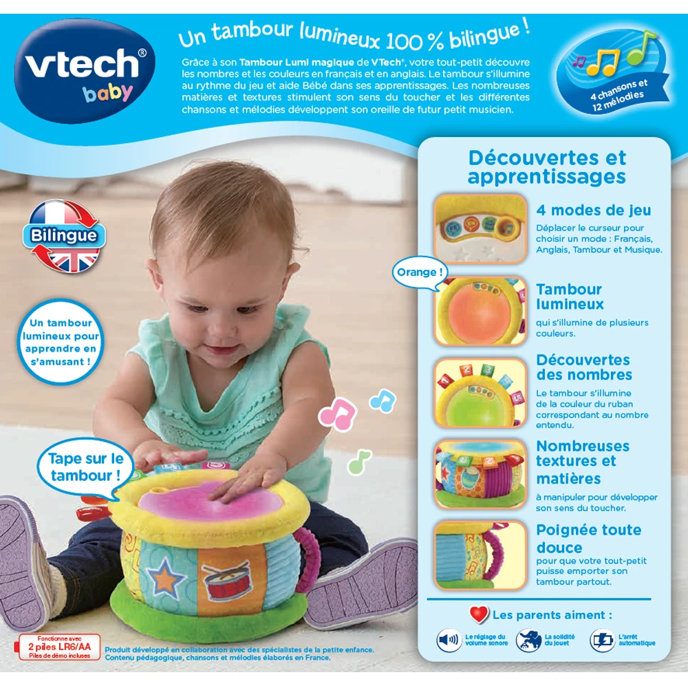 VTECH BABY Tambour Lumi Magique - Jouet Musical 5 VTECH BABY Tambour Lumi Magique - Jouet Musical – Image 5
