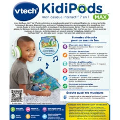 VTech KidiPods Max - Mon Casque Interactif 7 En 1 -VTECH BABY Boutique 80 616205 dos boite